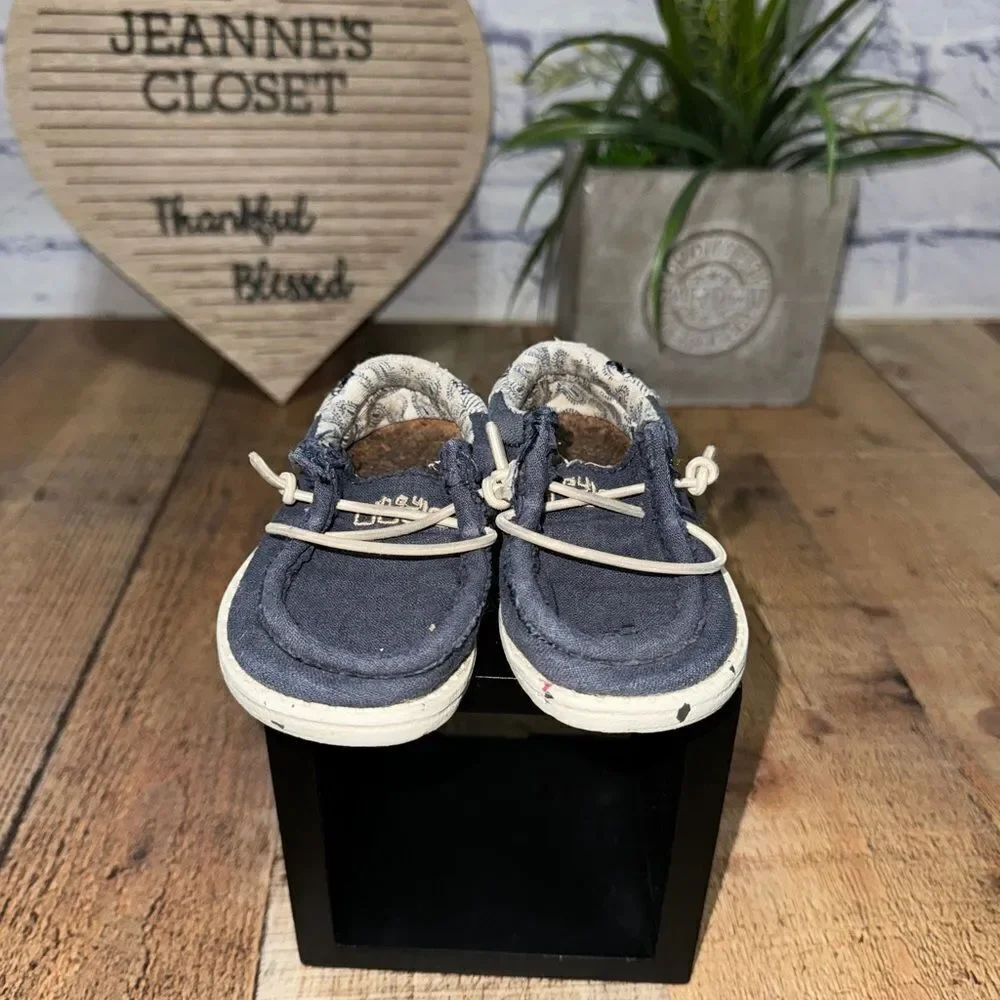 Hey Dude Toddler Blue Shoes Wally linen navy